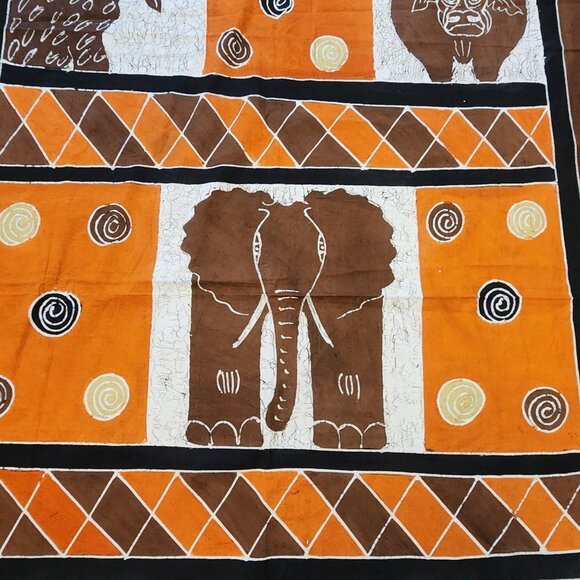 Batik Cotton Fabric Panel African Animal Safari Themed 82"x60" - Picture 4 of 11